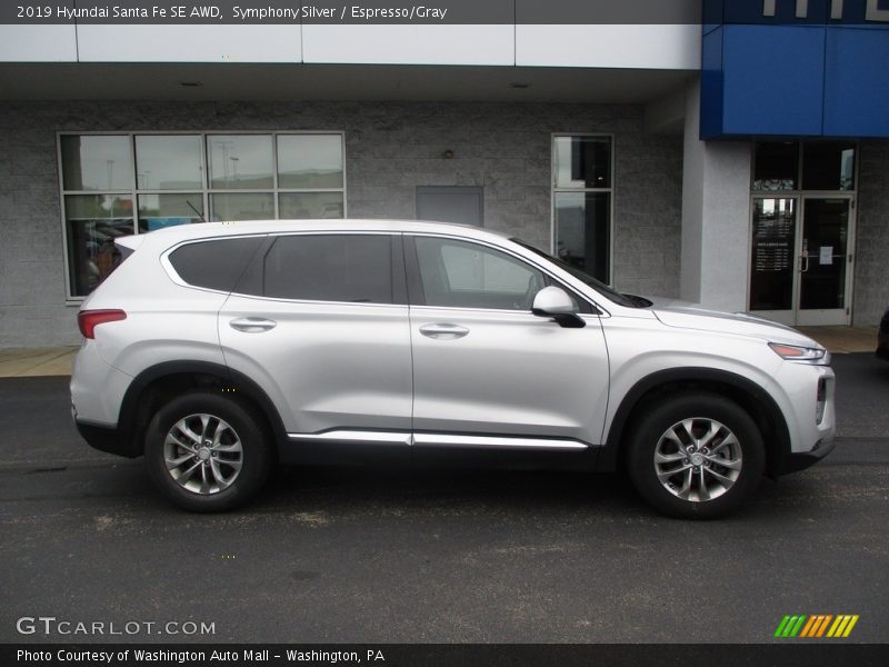 Symphony Silver / Espresso/Gray 2019 Hyundai Santa Fe SE AWD