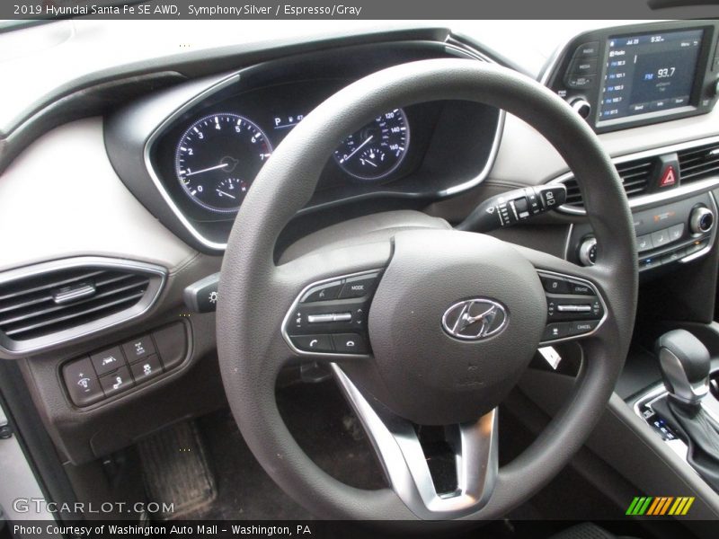 Symphony Silver / Espresso/Gray 2019 Hyundai Santa Fe SE AWD