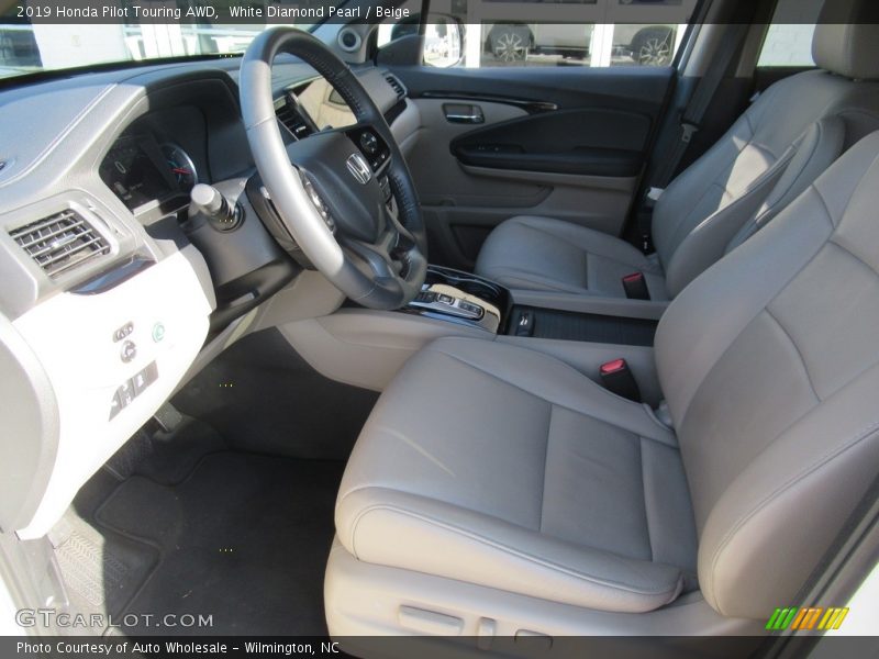 White Diamond Pearl / Beige 2019 Honda Pilot Touring AWD