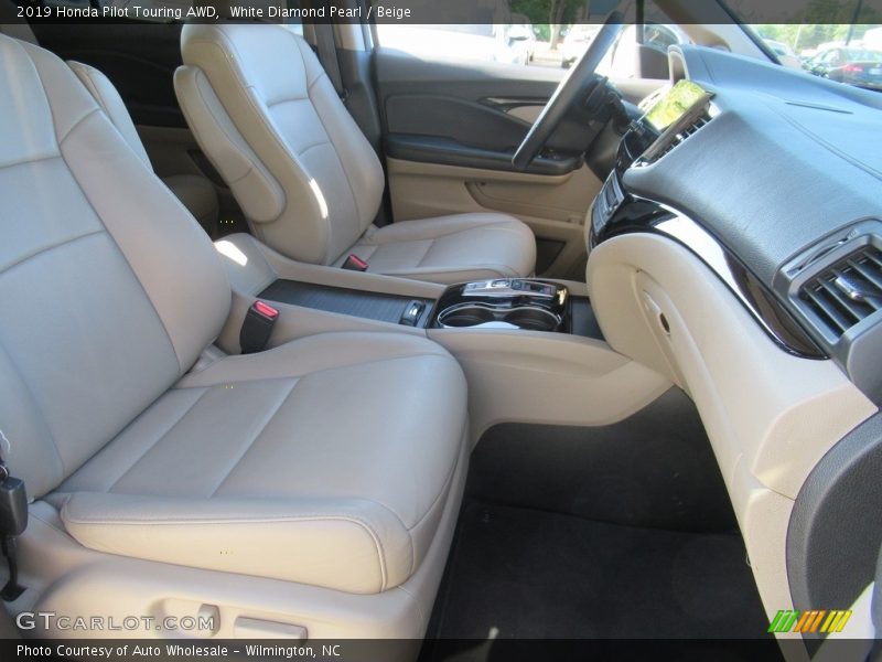 White Diamond Pearl / Beige 2019 Honda Pilot Touring AWD