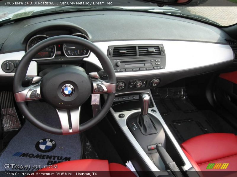 Silver Grey Metallic / Dream Red 2006 BMW Z4 3.0i Roadster