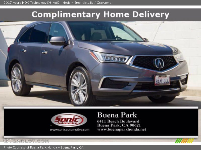 Modern Steel Metallic / Graystone 2017 Acura MDX Technology SH-AWD