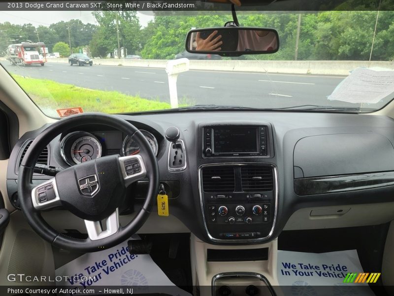 Stone White / Black/Sandstorm 2013 Dodge Grand Caravan SXT