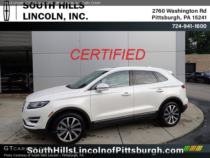 White Platinum / Rialto Green 2019 Lincoln MKC Reserve AWD