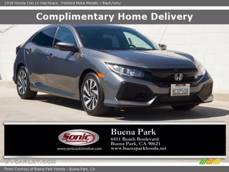 Polished Metal Metallic / Black/Ivory 2018 Honda Civic LX Hatchback