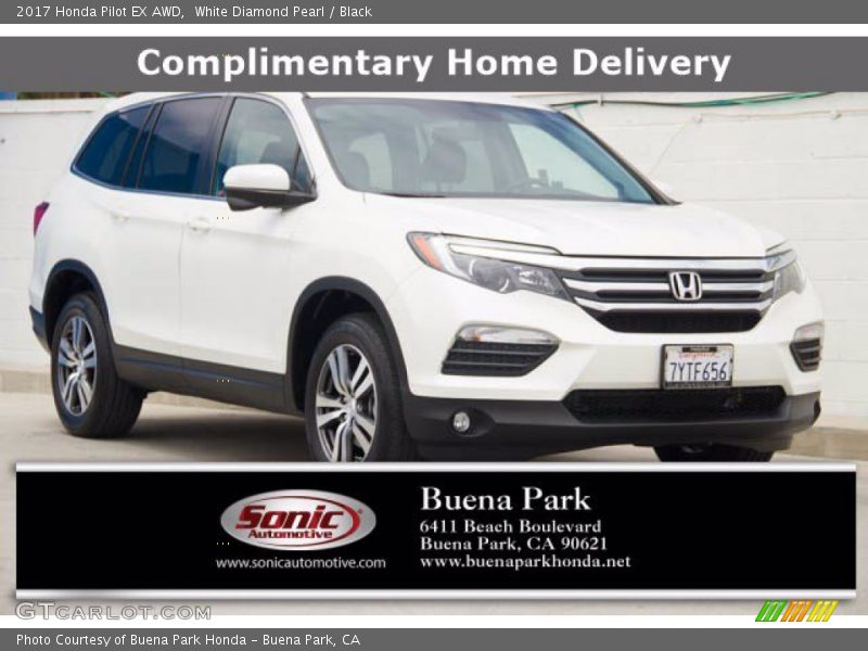 White Diamond Pearl / Black 2017 Honda Pilot EX AWD