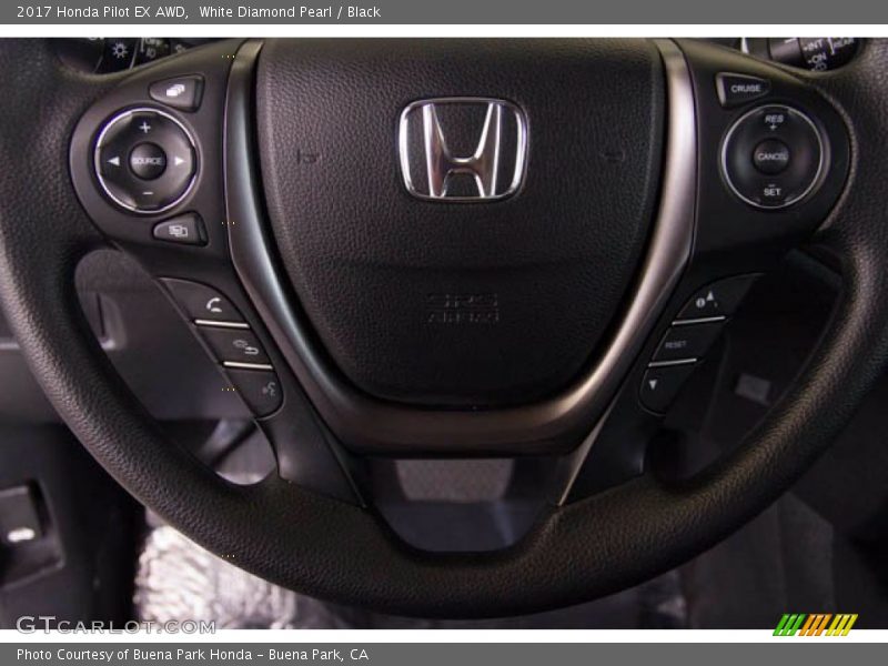 White Diamond Pearl / Black 2017 Honda Pilot EX AWD