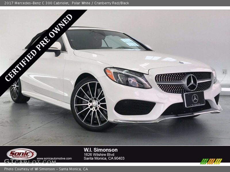 Polar White / Cranberry Red/Black 2017 Mercedes-Benz C 300 Cabriolet