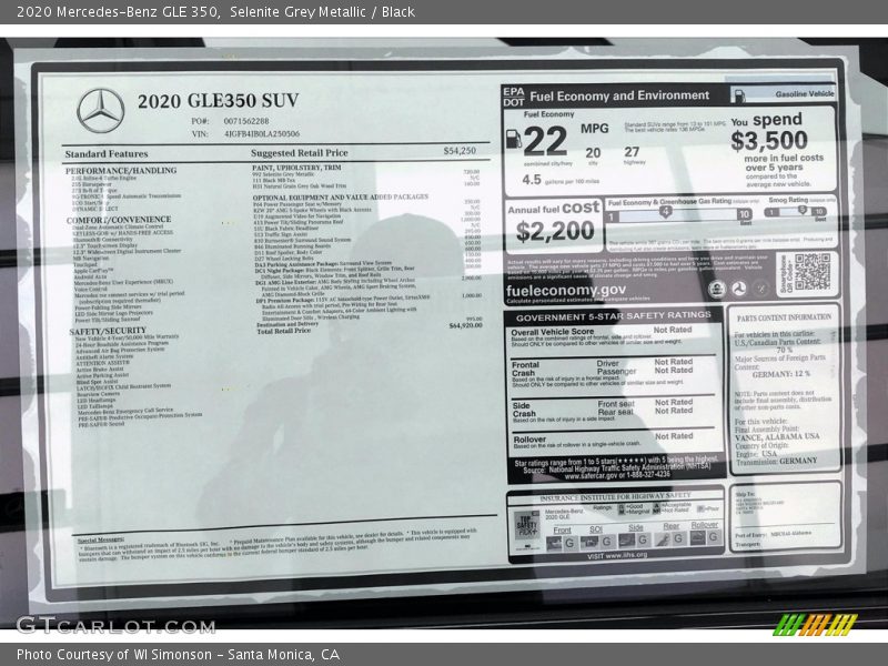 Selenite Grey Metallic / Black 2020 Mercedes-Benz GLE 350