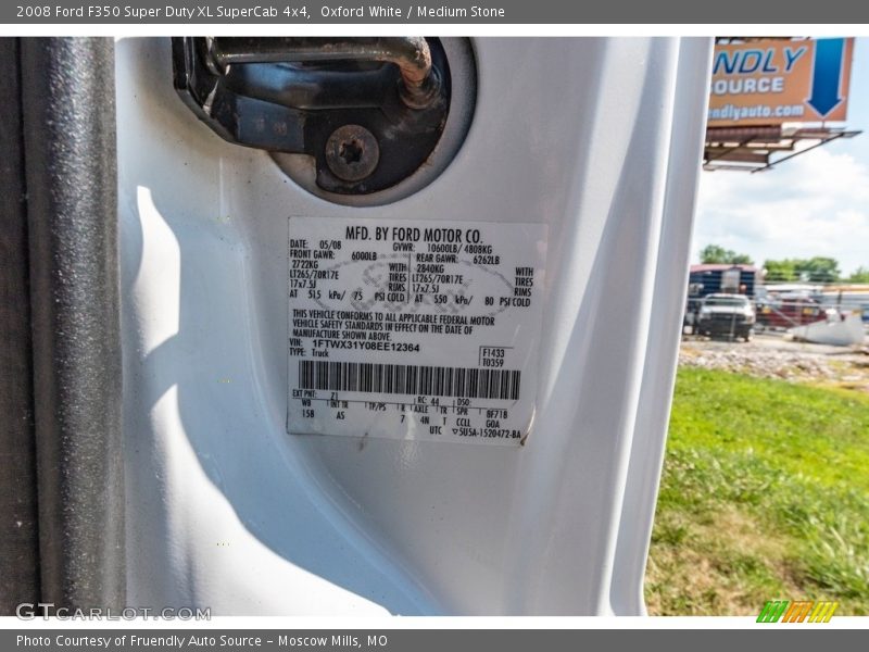 Oxford White / Medium Stone 2008 Ford F350 Super Duty XL SuperCab 4x4