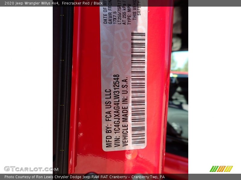 Firecracker Red / Black 2020 Jeep Wrangler Willys 4x4