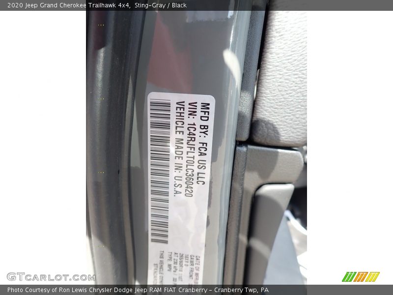 Sting-Gray / Black 2020 Jeep Grand Cherokee Trailhawk 4x4