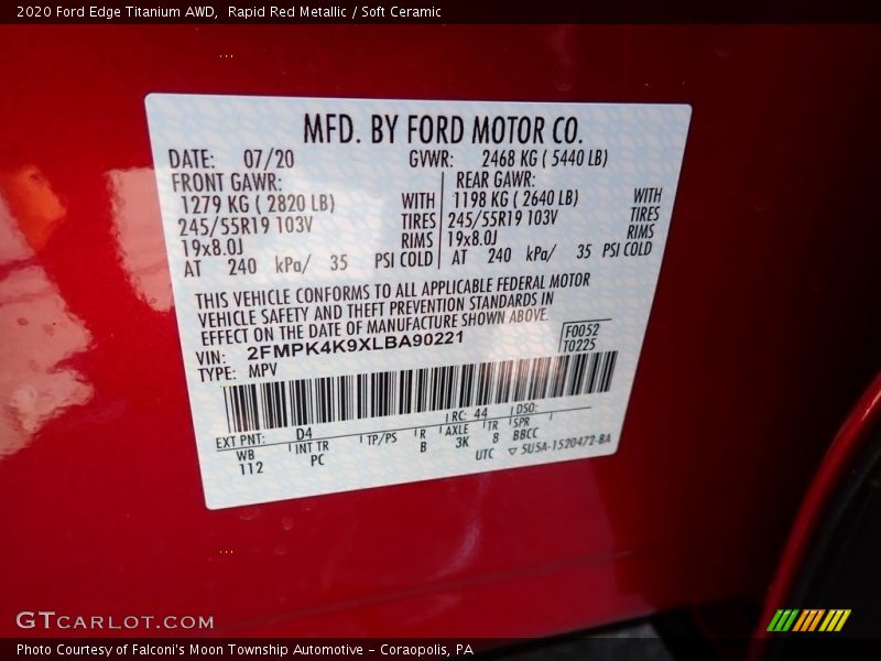Rapid Red Metallic / Soft Ceramic 2020 Ford Edge Titanium AWD