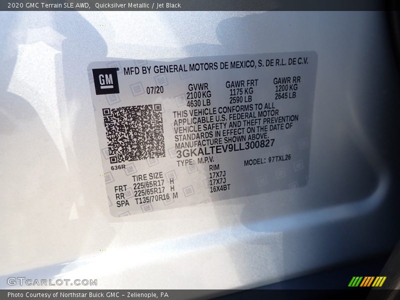 Quicksilver Metallic / Jet Black 2020 GMC Terrain SLE AWD