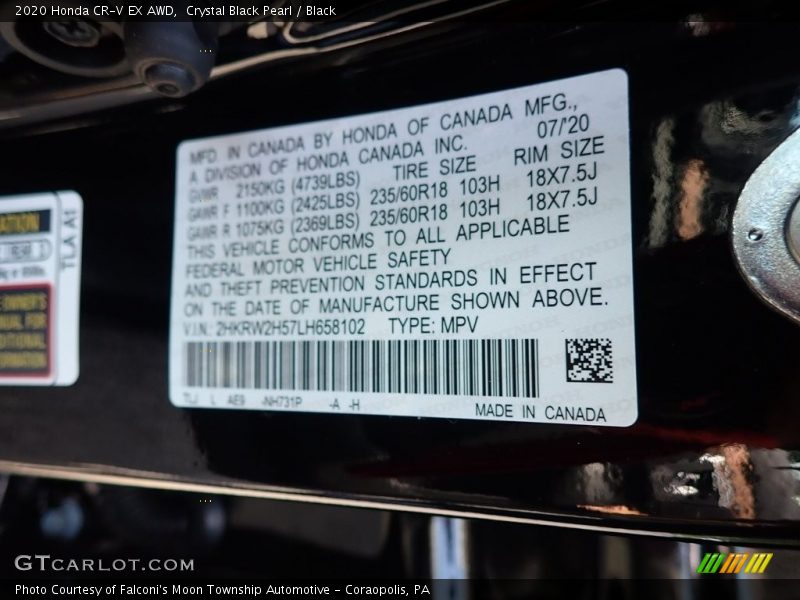 Crystal Black Pearl / Black 2020 Honda CR-V EX AWD