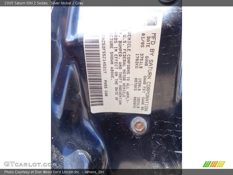Silver Nickel / Gray 2005 Saturn ION 2 Sedan