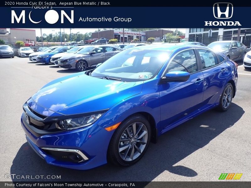 Aegean Blue Metallic / Black 2020 Honda Civic EX Sedan