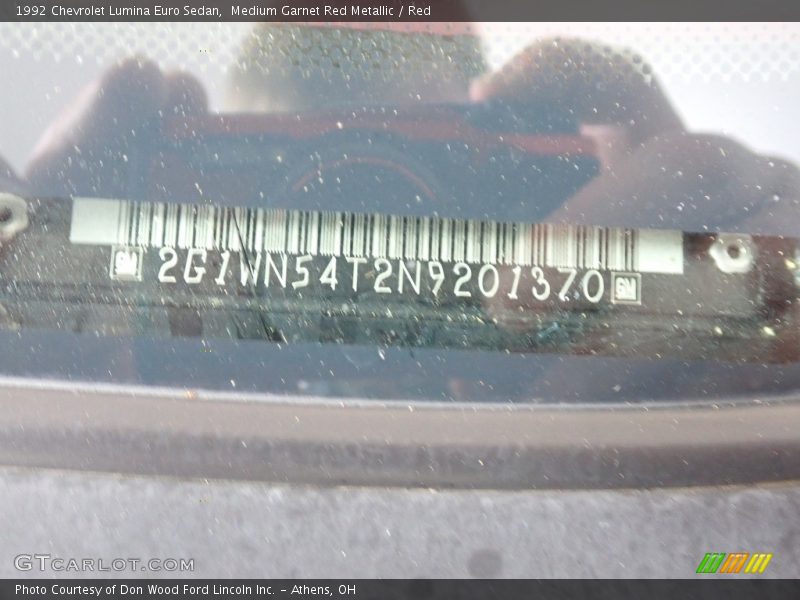 Medium Garnet Red Metallic / Red 1992 Chevrolet Lumina Euro Sedan
