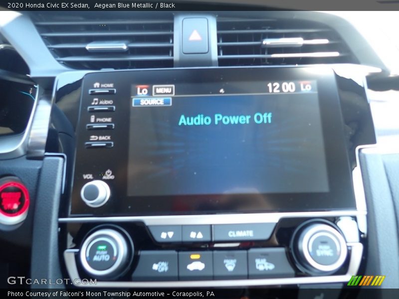 Aegean Blue Metallic / Black 2020 Honda Civic EX Sedan