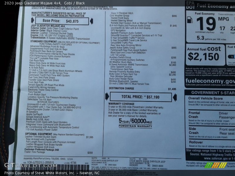 Gobi / Black 2020 Jeep Gladiator Mojave 4x4