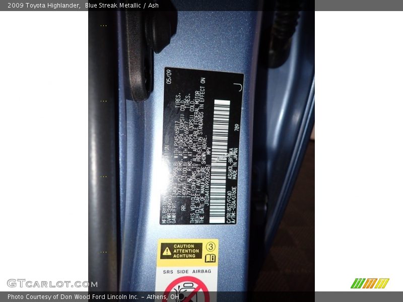 Blue Streak Metallic / Ash 2009 Toyota Highlander