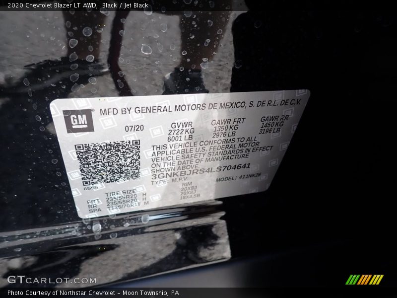 Black / Jet Black 2020 Chevrolet Blazer LT AWD