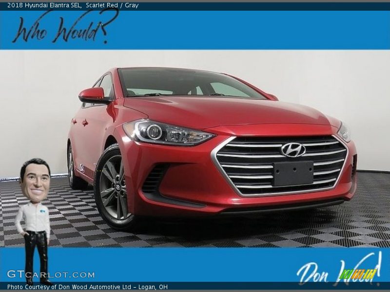 Scarlet Red / Gray 2018 Hyundai Elantra SEL