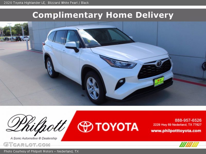 Blizzard White Pearl / Black 2020 Toyota Highlander LE