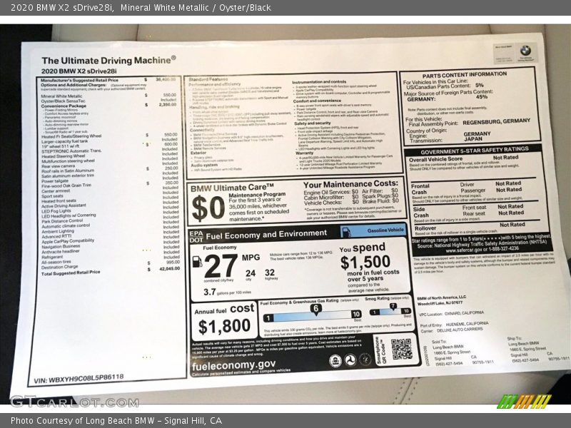 Mineral White Metallic / Oyster/Black 2020 BMW X2 sDrive28i
