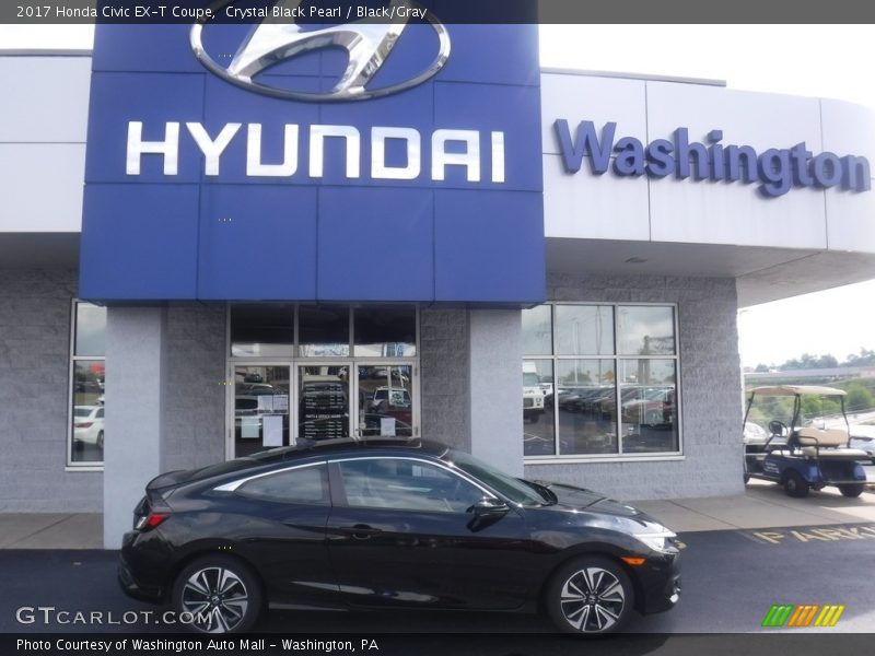 Crystal Black Pearl / Black/Gray 2017 Honda Civic EX-T Coupe