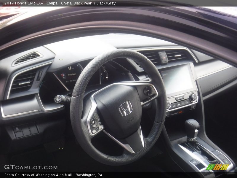 Crystal Black Pearl / Black/Gray 2017 Honda Civic EX-T Coupe