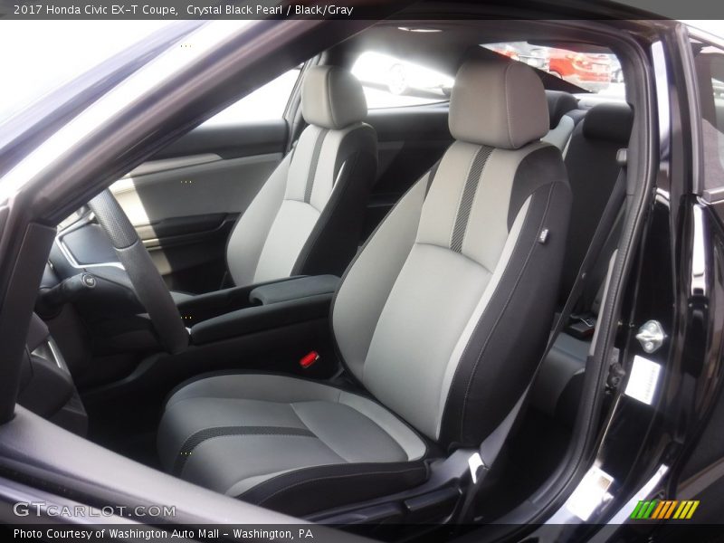 Crystal Black Pearl / Black/Gray 2017 Honda Civic EX-T Coupe