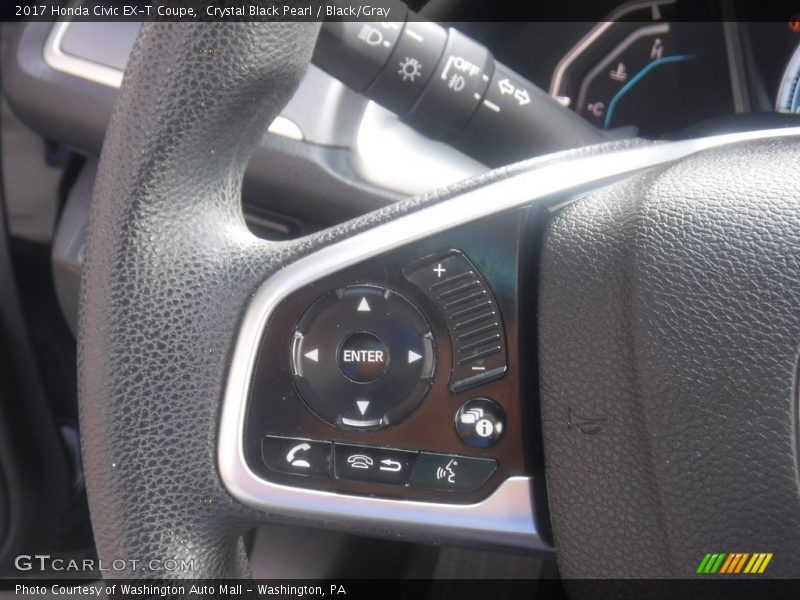 Crystal Black Pearl / Black/Gray 2017 Honda Civic EX-T Coupe