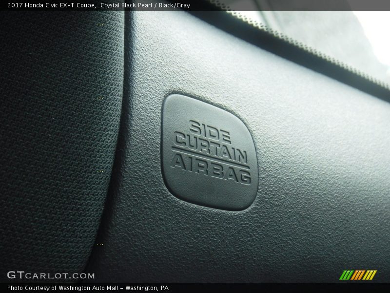 Crystal Black Pearl / Black/Gray 2017 Honda Civic EX-T Coupe
