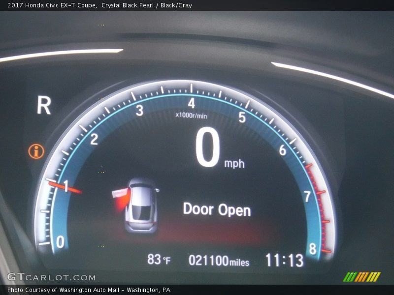 Crystal Black Pearl / Black/Gray 2017 Honda Civic EX-T Coupe