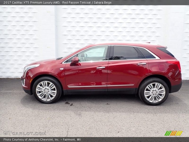 Red Passion Tintcoat / Sahara Beige 2017 Cadillac XT5 Premium Luxury AWD