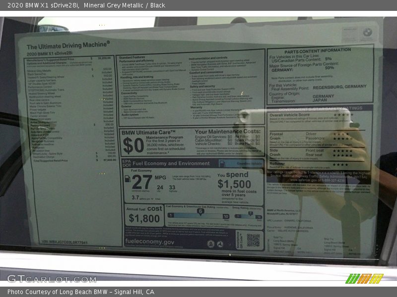 Mineral Grey Metallic / Black 2020 BMW X1 sDrive28i