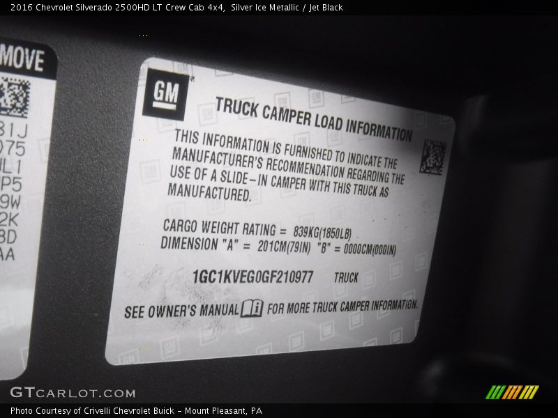 Silver Ice Metallic / Jet Black 2016 Chevrolet Silverado 2500HD LT Crew Cab 4x4