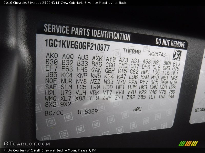 Silver Ice Metallic / Jet Black 2016 Chevrolet Silverado 2500HD LT Crew Cab 4x4