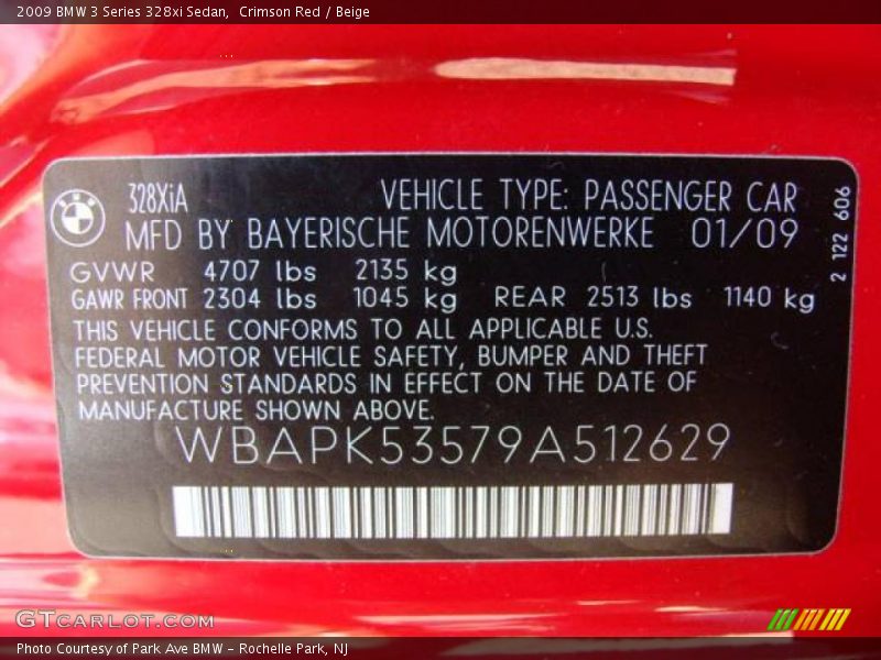 Crimson Red / Beige 2009 BMW 3 Series 328xi Sedan