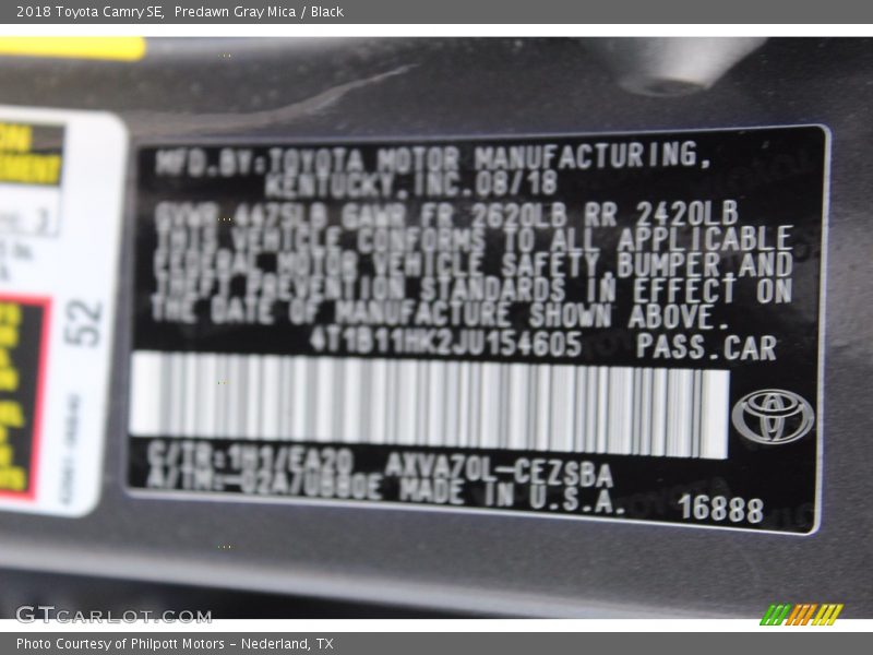 Predawn Gray Mica / Black 2018 Toyota Camry SE