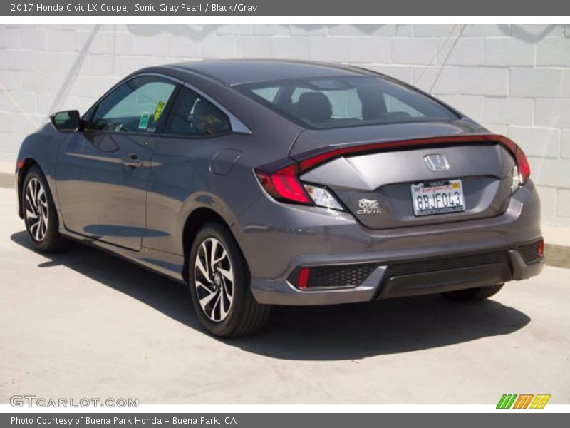 Sonic Gray Pearl / Black/Gray 2017 Honda Civic LX Coupe