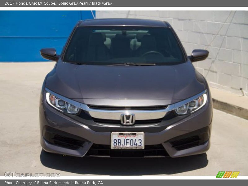 Sonic Gray Pearl / Black/Gray 2017 Honda Civic LX Coupe