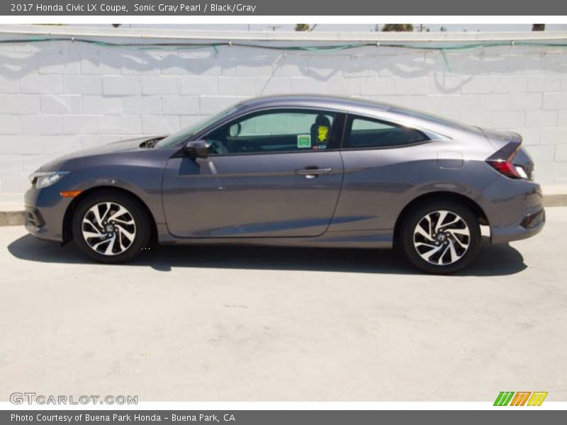 Sonic Gray Pearl / Black/Gray 2017 Honda Civic LX Coupe