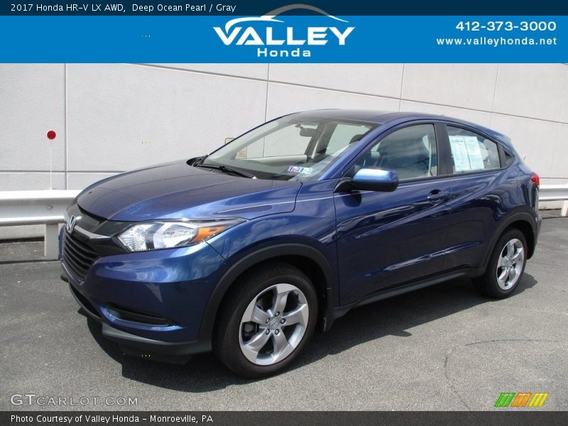 Deep Ocean Pearl / Gray 2017 Honda HR-V LX AWD