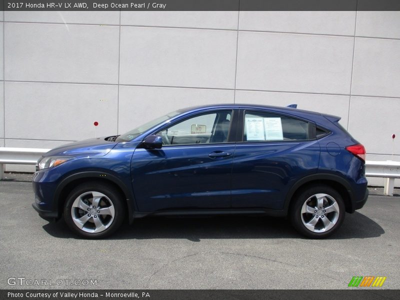 Deep Ocean Pearl / Gray 2017 Honda HR-V LX AWD
