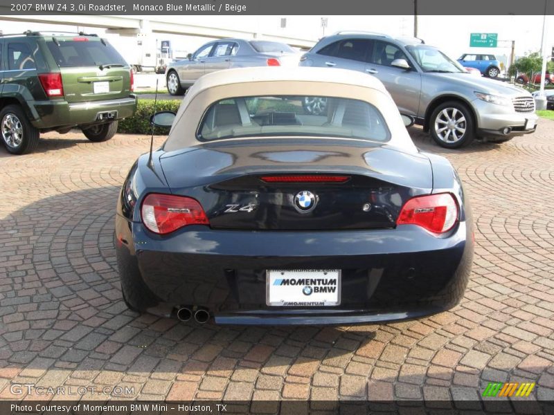 Monaco Blue Metallic / Beige 2007 BMW Z4 3.0i Roadster