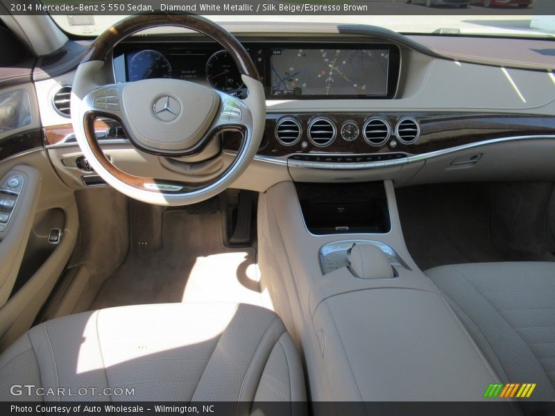 Diamond White Metallic / Silk Beige/Espresso Brown 2014 Mercedes-Benz S 550 Sedan