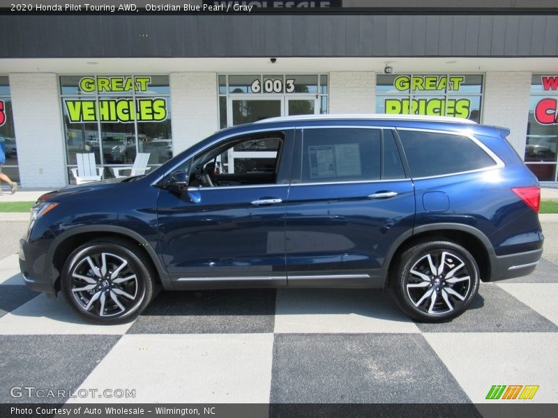 Obsidian Blue Pearl / Gray 2020 Honda Pilot Touring AWD