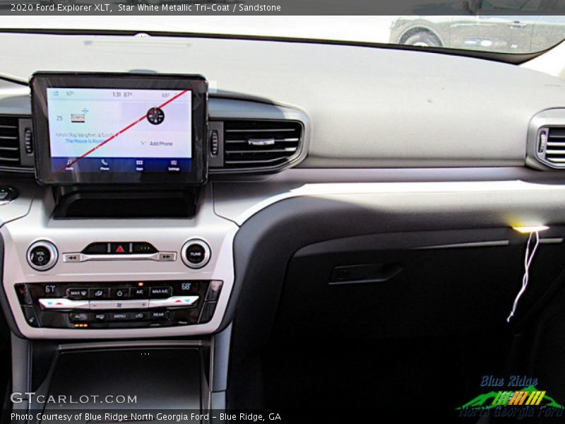Star White Metallic Tri-Coat / Sandstone 2020 Ford Explorer XLT